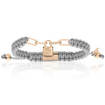 Lock Grey Polyester With Pink Gold Bracelet