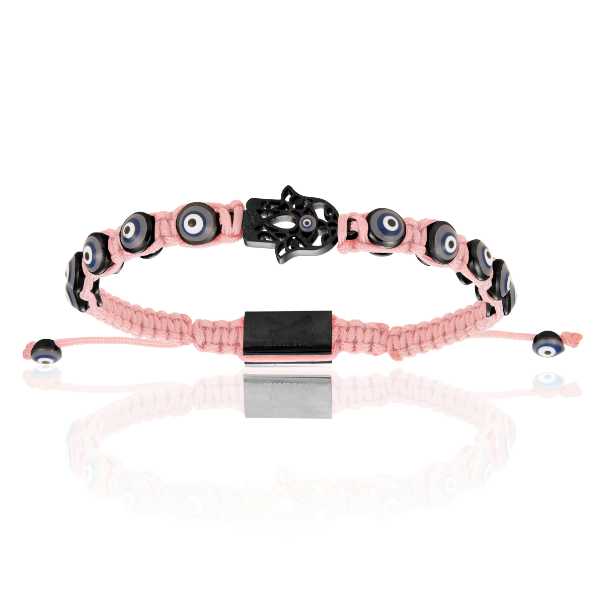 
                  
                    Pink Nylon with Black PVD Hamsa Hand Bracelet
                  
                