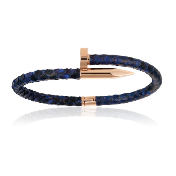 
                  
                    Blue Python Bracelet with Rose Gold Nail Unisex
                  
                