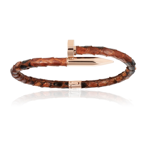 
                  
                    Brown Python Bracelet with Rose Gold Nail Unisex
                  
                