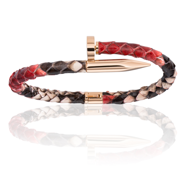 
                  
                    Nature Red Python Bracelet with Rose Gold Nail Unisex
                  
                