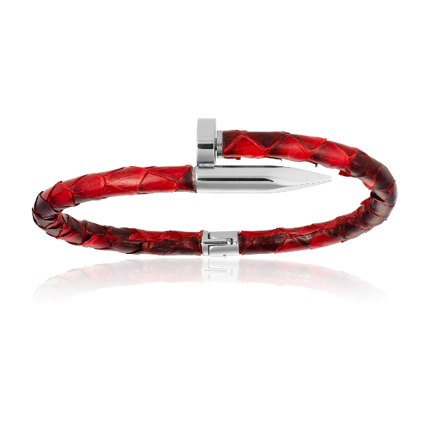 
                  
                    Red python bracelet with silver nail (Unisex)
                  
                