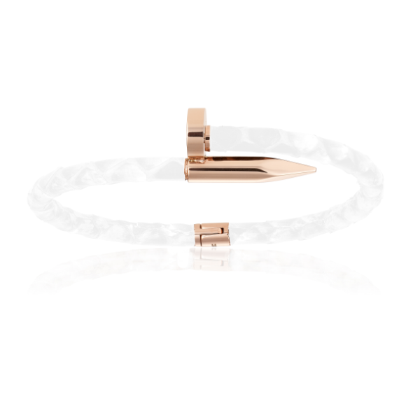 White Python Bracelet with Rose Gold Nail for Her