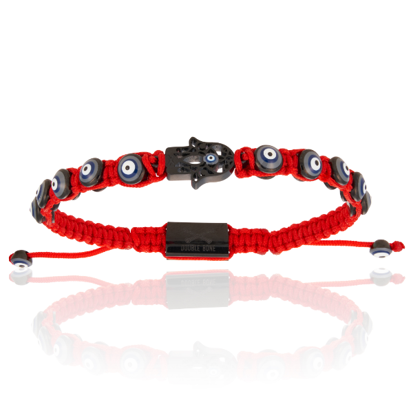 Red Nylon with Black PVD Hamsa Hand Bracelet