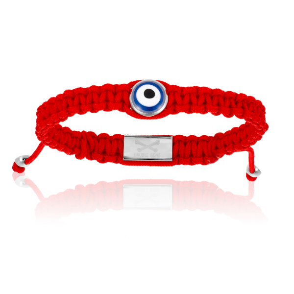 
                  
                    Red Nylon bracelet with Silver Lucky Evil Eye
                  
                