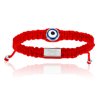 Red Nylon bracelet with Silver Lucky Evil Eye