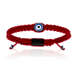 Red Wine Nylon bracelet with Black Lucky Evil Eye (Unisex)