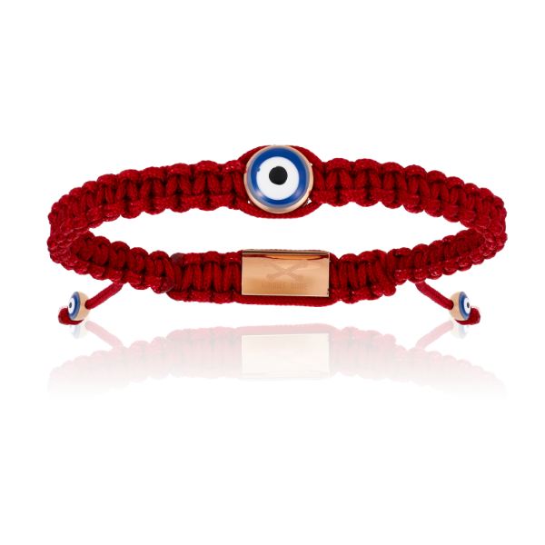 
                  
                    Red Wine Nylon bracelet with Pink Gold Lucky Evil Eye
                  
                