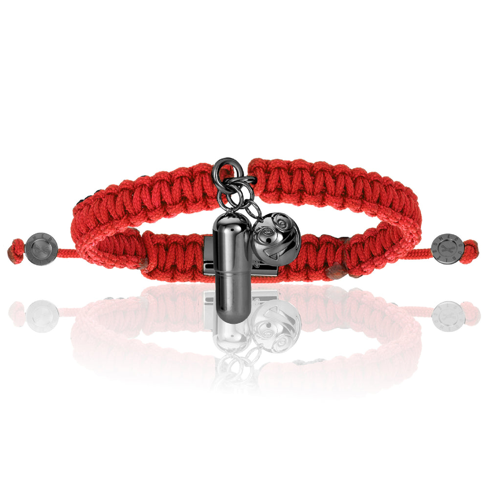 Pill Emoji Red Polyester With Black PVD Bracelet