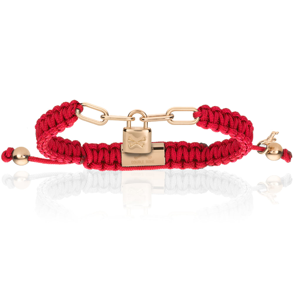 Lock Red Polyester With Pink Gold Bracelet