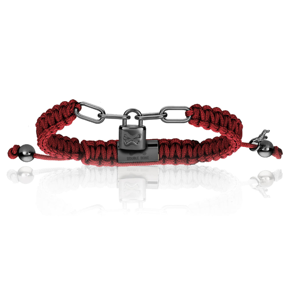 Lock Red Wine Polyester With Black PVD Bracelet