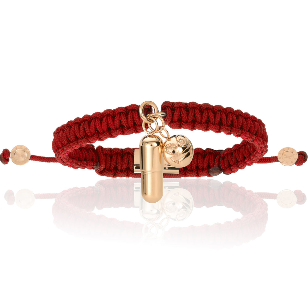 Pill Emoji Red Wine Polyester With Pink Gold Bracelet